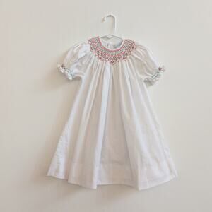 Remember Nguyen Heirloom Christmas Bishop Smocked Embroidered 3T Dress Girls